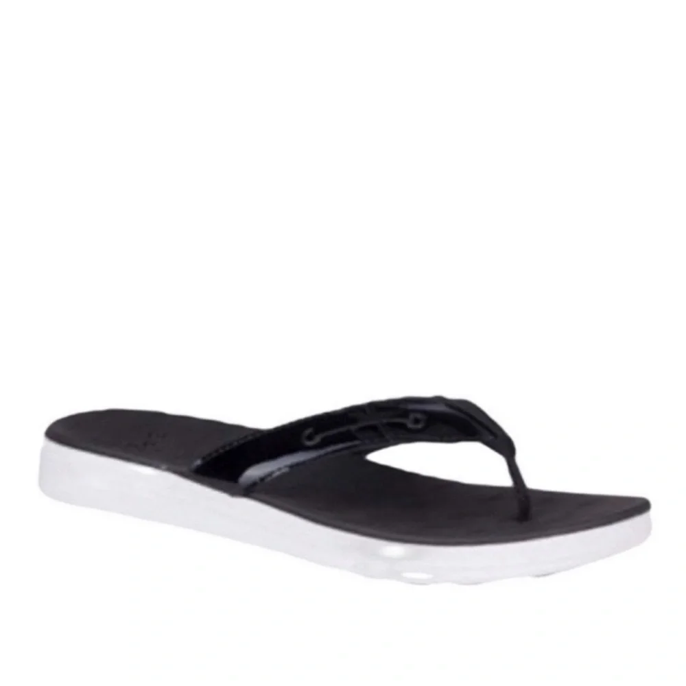 NEW Sperry Adriatic Leather Sandals Skip Lace Flip Flops Black Size 6 - Picture 10 of 11